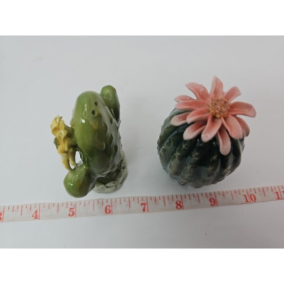 Hand Crafted Ceramic Cactus with Flowers Salt & Pepper Shakers, Home Décor, Gift - Picture 8 of 12